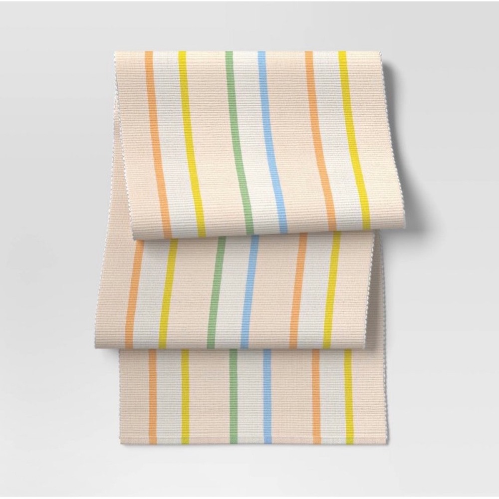 Target Room‎ Essentials Striped Table Runner Cream Yellow Orange Blue Green 72in